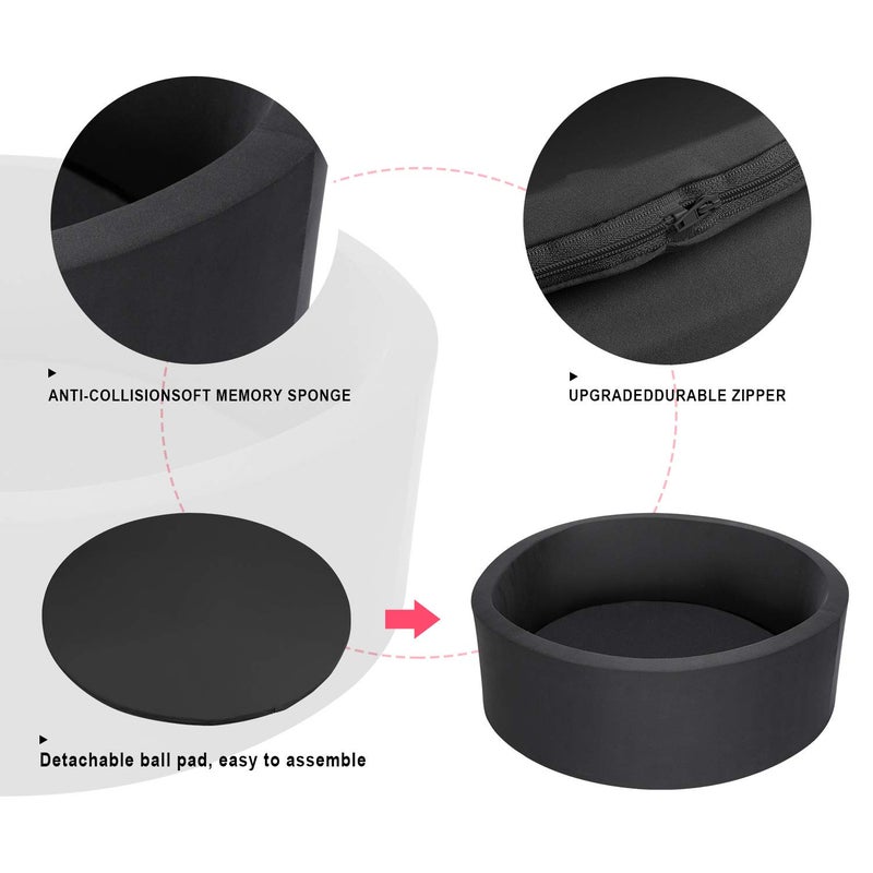 TrendBox Soft Foam Sponge Indoor Round Ball Pit,Ideal for Children - Black - Image 3